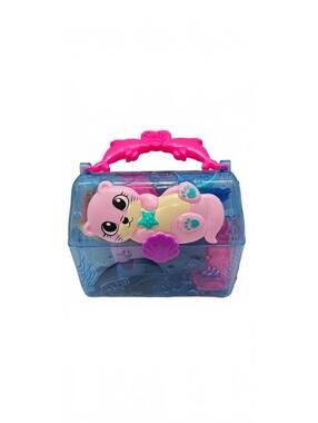 Polly Pocket Blue Carrying Case with Pink Handle and Sea Creature
